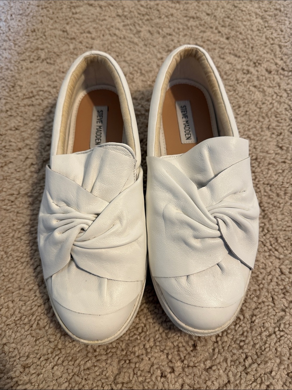 Steve Madden White Knotted Slip-On Sneakers